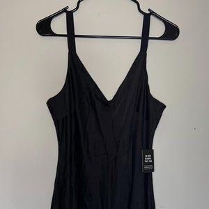 Express Satin Dress Black Assymetrical Flounce Hem Size L NWT